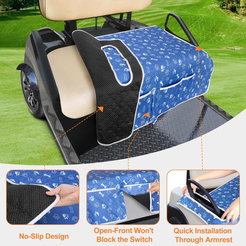 PGmoon Golf Cart Seat Covers, Universal Golf Cart Seat Towel Blanket with 4 Front Pockets & Nonskid Bottom Fits for EZGO, Yamaha, Club Car and More 2 Person Seats Golf Carts - Image 3